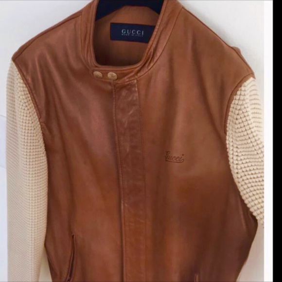 Gucci leather and knitted sleeve jacket - Picture 1 of 3